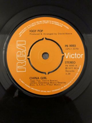 Iggy Pop - China Girl / Baby - 1977 Rca Pb 9093 7 " Lp Vg