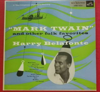 Vintage Nm Lp Harry Belafonte " Mark Twain & Other Folk Favs " Rca - Victor Lpm1022