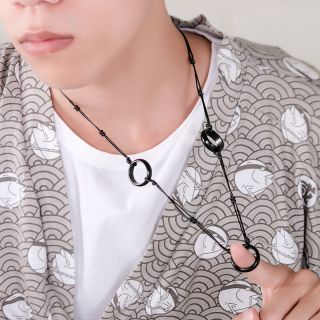 Anime Naruto Akatsuki Uchiha Itachi Cosplay 3 Loops Necklace Agate Black