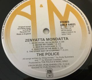 THE POLICE - ZENYATTA MONDATTA - UK A&M LP england import NM/EX vinyl 2