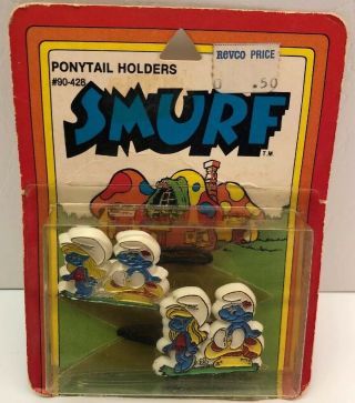 Smurfs Vintage 1982 Smurfette Ponytail Holders Old Stock