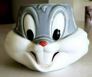 Vintage Applause 1991 Warner Bros 3 - D Bugs Bunny Face Mug Looney Tunes Ceramic