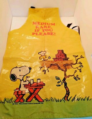 Vintage Fun Retro Snoopy Woodstock Peanuts 1965 Apron Sari Made In England