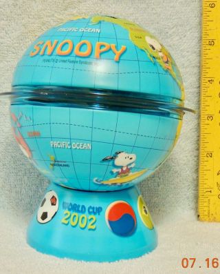 Rare Vintage Peanuts Snoopy 2002 World Cup Globe Bank - - Metal & Plastic