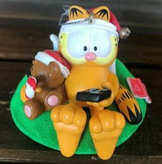 Garfield Watching Tv With Remote Christmas Ornament