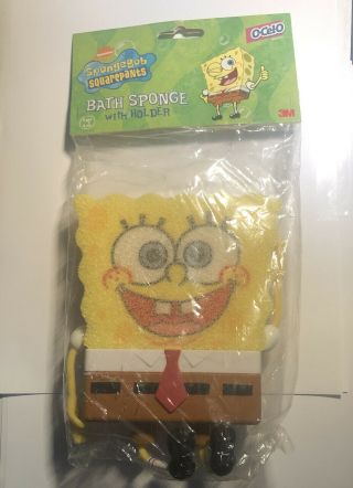 Nos Nickelodeon Spongebob Squarepants Bath Sponge With Holder (2002) Ships