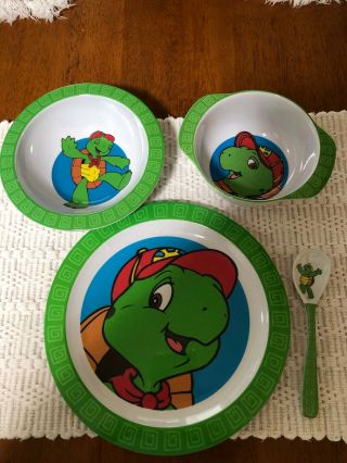 Franklin The Turtle (tv Show) Cartoon Childs Plastic Dinner Plate & Bowls Set