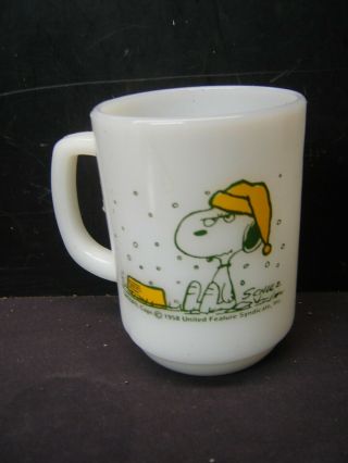 Peanuts Snoopy Fire King Anchor Hocking Mug I Hate It Snows On My French Toast