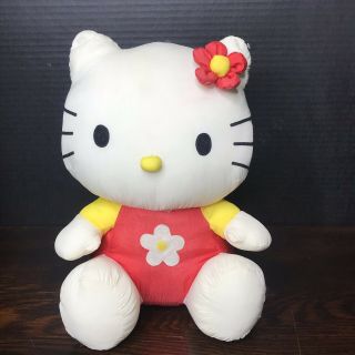 Vintage Hello Kitty Plush Doll Nylon 90’s Sanrio Stuffed Animal 11” 2