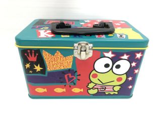 Vtg 90s Keroppi Sanrio Metal Tin Lunchbox Box Trinket Storage Collectible 1996