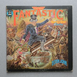 Elton John Captain Fantastic Vinyl Lp Gf With Lyrics Book & Scrap Book Mca 1975