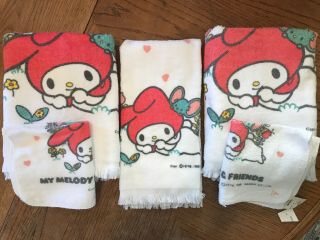 Sanrio My Melody & Friends Of Hello Kitty 2 Bath & Wash Cloth,  1 Hand Towel