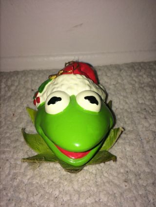 Vintage 1979 Kermit The Frog W/ Santa Hat Christmas Ornament Jim Henson Muppets