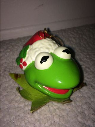 Vintage 1979 Kermit The Frog w/ Santa Hat Christmas Ornament Jim Henson Muppets 2