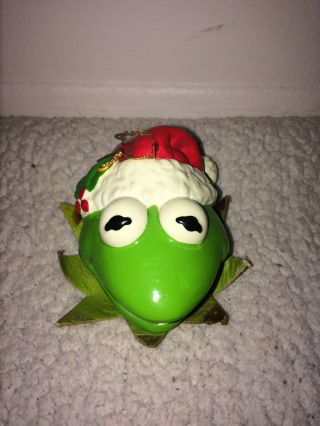 Vintage 1979 Kermit The Frog w/ Santa Hat Christmas Ornament Jim Henson Muppets 3