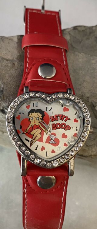 Vintage Betty Boop Rhinestone Heart Red Band