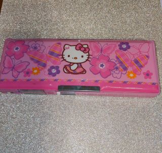 Hello Kitty Cat 2103 Collectible Pencil Case Magnetic Box School Supplies P