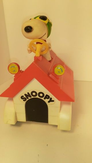 Vintage 1965 Snoopy Red Baron Toy On Wheels