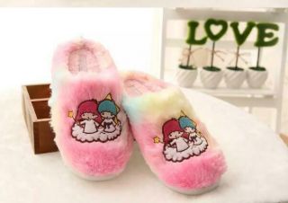 Cute Little Twin Stars Women Winter Soft Plush Warm Slippers Shoes (us 6 - 7.  5)