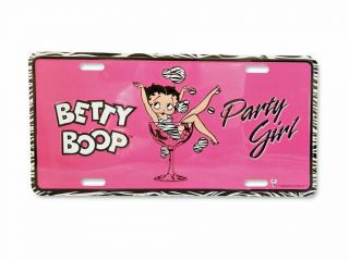 Betty Boop " Party Girl " License Plate,  Pink 12 " X 6 ",  Memorabilia