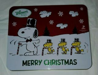 Vintage Snoopy & Woodstock Whitmans Chocolate Large Tin Christmas Candy