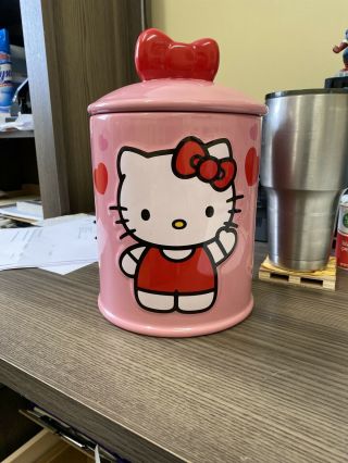 Vandor Sanrio Hello Kitty Pink Ceramic Cookie Jar 2012 - Rare