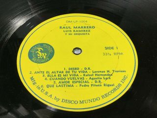 Lp / Raul Marrero & Luis Ramirez Y Su Orquesta,  Discos Mundo (no Cover Only Vinyl