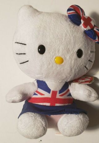Vintage Ty Hello Kitty Beanie Babies Plush Great Britain Dress & Bow 6 
