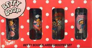 Nib Betty Boop Set Of 4 Designer 2 Oz Flared Glass Shooter Shot Glasses