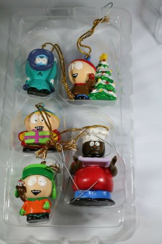 South Park 5 Piece Christmas Ornament Set Kyle Stan Cartman Kenny Chef 2007