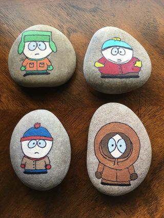 Hand Painted Rock Cartoon Characters South Park Set Of 4