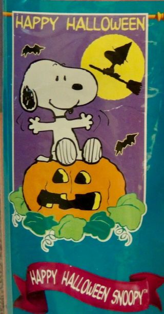 In Package - Vintage Snoopy & Woodstock Large Happy Halloween Flag - 2000