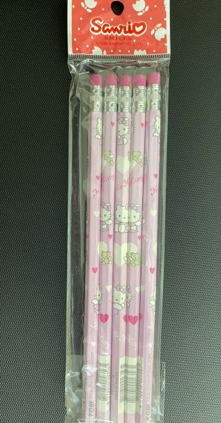 Vintage Rare Sanrio Hello Kitty Wood Lead Pink Pencils 1976 1999