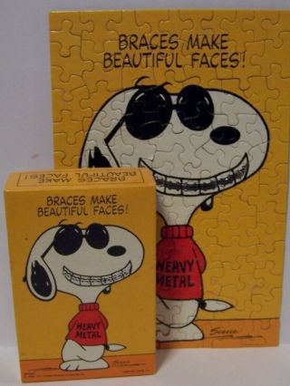 Snoopy Joe Cool Braces Make Faces Puzzle Springbox Peanuts Heavy Metal