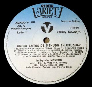 MENUDO Superéxitos En Uruguay RARO M - LP Variety RaRe Latin Pop RICKY MARTIN 3