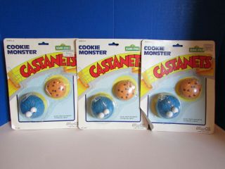 Vintage 1988 Sesame Street Toys Cookie Monster Castanets Musical Sounds Toys