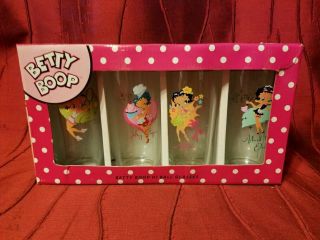 Betty Boop Set Of 4 Hi Ball Drinking Glasses A