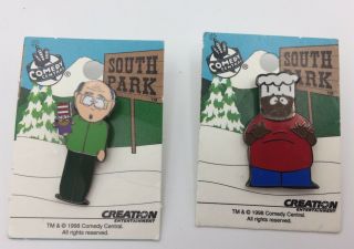 South Park Enamel Pins Mr Garrison With Mr Hat & The Chef On Card Comedy Central
