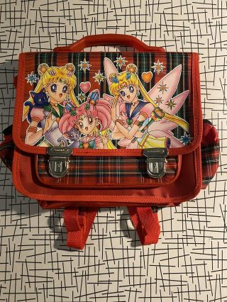 Vintage Sailor Moon Plaid Messenger Bag Backpack Smano