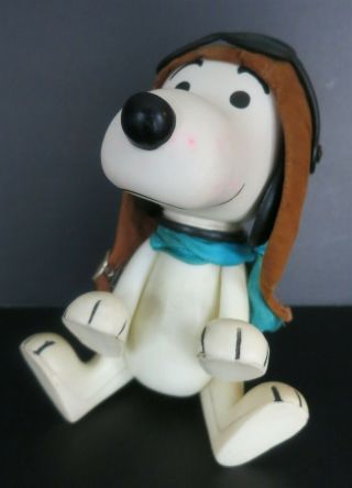 Vintage 1966 United Feature Plastic Snoopy Red Baron Aviator W/goggles