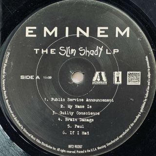 EMINEM SLIM SHADY 1999 LP INTERSCOPE INT2 - 90287 US VINYL 2 LP Mathers VG, 3