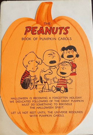 1958 Vintage Peanuts Book Pumpkin Carols Snoopy Hallmark Halloween Charlie Brown