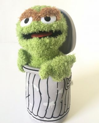 2003 Nanco Sesame St Oscar The Grouch In A Trash Can Plush Doll Figure Toy 10.  5”