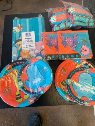 Pokemon Birthday Party Supplies Plates Napkins Tablecover Etc Retro 2000