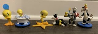 6 Tweety Bird & Sylvester Plastic Figurines Warner Brothers Looney Tunes