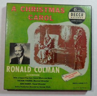 A Christmas Carol Ronald Colman 45 Rpm 3 Record Set 1949 Decca Album 9 - 71