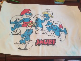 Vintage Twin Smurf Sheet Set,  Includes Pillow Case,  Fitted Sheet And Flat Sheet