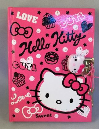 Sanrio Hello Kitty Diary Book Notebook With Key Lock 200,  Pages