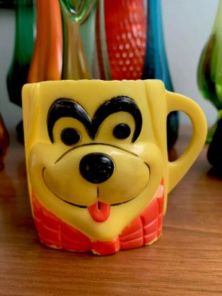 Vintage Banana Splits Fleegle Plastic Cup Mug 1969 Hanna - Barbera Yellow Dog Kids