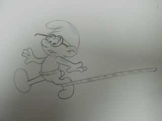 The Smurfs Animation Production Art Drawing Cel Brainy Smurf 309 B - 15 Pencil